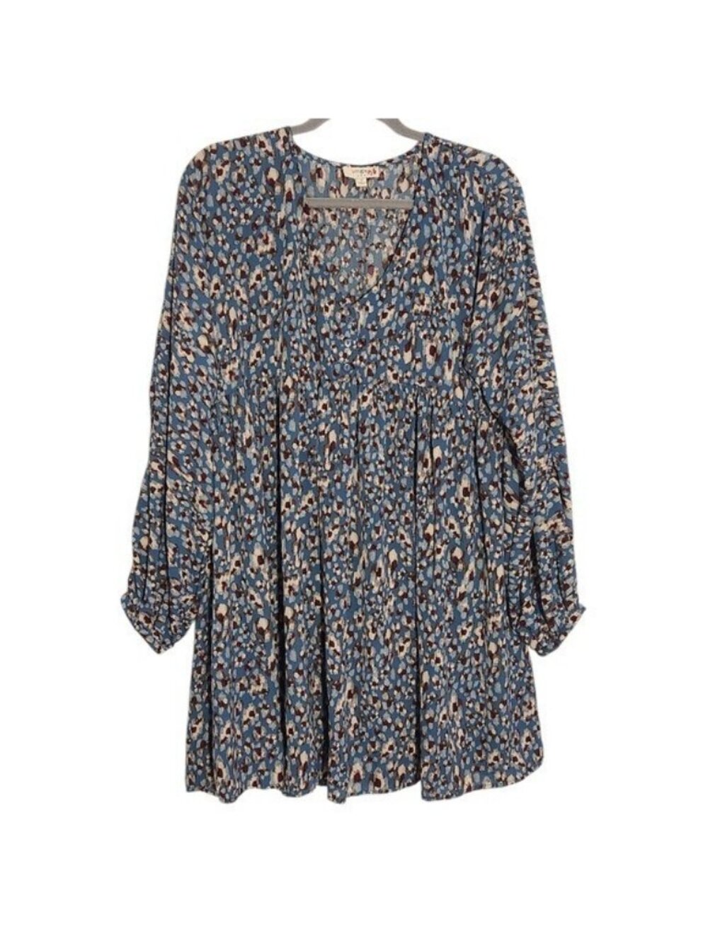 Umgee Blue and Brown Floral Mini Dress Size Small